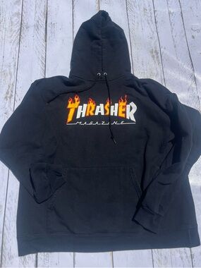 Thrasher Black Hoodie Large